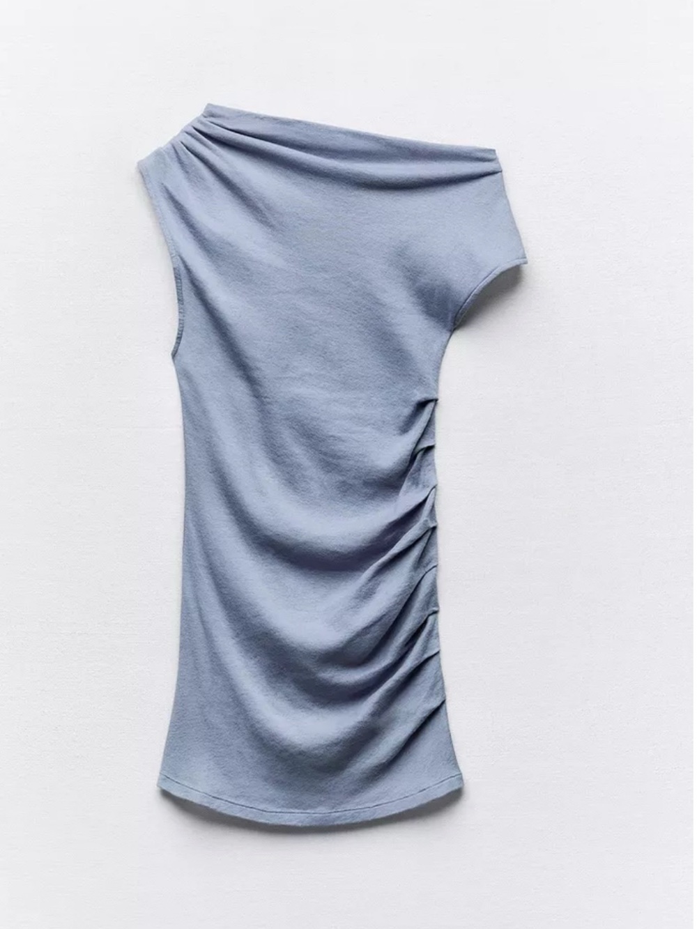 Light Blue Sleeveless Cowl Neck Women’s Top Zara delicate ruched shirt